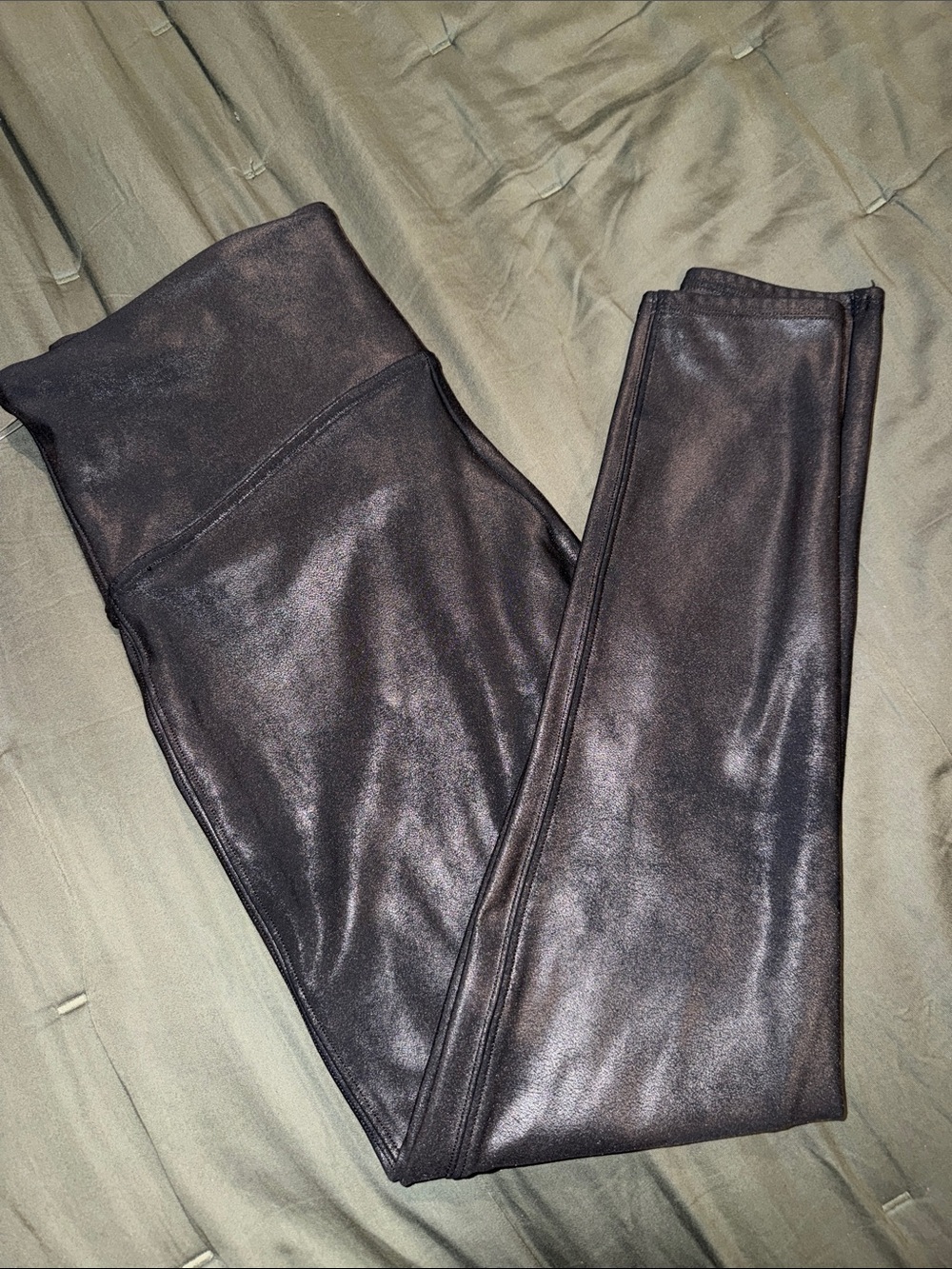SPANX Metallic Black High-Waist Leggings
